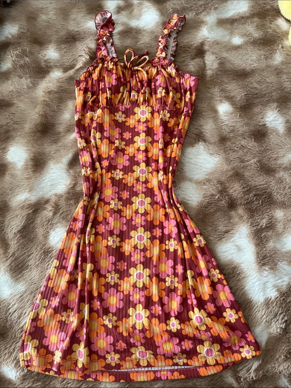 Lily Bleu Pink and Yellow Floral Ribbed Sundress